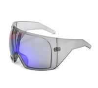 HPIRME Übergroße Punk-Schild-Sonnenbrille für Damen und Herren, großer Rahmen, Steampunk-Maske, Sonnenbrille für Damen, Sportbrille, UV400, C6, Grau, Blau, Einheitsgröße
