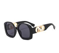 HPIRME Übergroße quadratische Damen-Sonnenbrille, Vintage-Punk-Sonnenbrille, Herren-Sonnenbrille, UV400, schwarz, Einheitsgröße