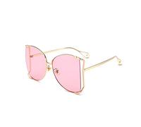 HPIRME Übergroße quadratische Sonnenbrille Damen Cat Eye Clear Shades Brille Perle Halbrahmen Sonnenbrille Damen, C4, Einheitsgröße