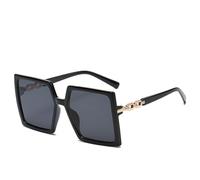 Übergroße quadratische Sonnenbrille Damen Vintage Sonnenbrille Shades Herren weiblich UV400,Schwarz,Einheitsgröße