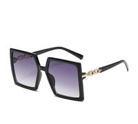 Übergroße quadratische Sonnenbrille Damen Vintage Sonnenbrille Shades Herren weiblich UV400, schwarz grau, Einheitsgröße