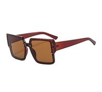 HPIRME Übergroße quadratische Sonnenbrille Vintage Damen Sonnenbrille Shades Männer männlich weiblich UV400,Tee,Einheitsgröße