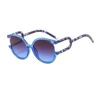 HPIRME Übergroße, runde Damen-Sonnenbrille im Retro-Stil, UV-Schutz 400 (Blau-Grau-Verlauf)