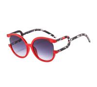 HPIRME Übergroße, runde Damen-Sonnenbrille im Retro-Stil, UV-Schutz 400 (Blumenmuster, Grauverlauf)