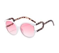 HPIRME Übergroße, runde Damen-Sonnenbrille im Retro-Stil, UV-Schutz 400 (Blumenmuster, rosa Farbverlauf)