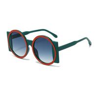 HPIRME Übergroße runde Sonnenbrille für Damen, Kontrastfarben, UV400, Retro-Sonnenbrille für Herren, Grün, Orange, Blau, Einheitsgröße