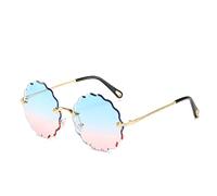 HPIRME Übergroße runde Sonnenbrille für Damen, randlose Sonnenbrillen für Damen, die Brillen fahren, UV400,7, Einheitsgröße