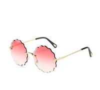 HPIRME Übergroße runde Sonnenbrille für Damen, randlose Sonnenbrillen für Damen, die Brillen fahren, UV400,4, Einheitsgröße