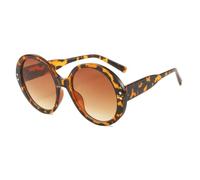 HPIRME Übergroße runde Sonnenbrille für Damen und Herren, Vintage-Stil, Damen-Outdoor-Autofahrbrille, UV400 (Leopard Gradient Tea)