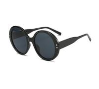 HPIRME Übergroße runde Sonnenbrille für Damen und Herren, Vintage-Stil, Damen-Outdoor-Autofahrbrille, UV400 (Schwarz/Grau)