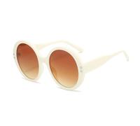HPIRME Übergroße runde Sonnenbrille für Damen und Herren, Vintage-Stil, Damen-Outdoor-Autofahrbrille, UV400 (Beige-Farbverlauf Tee)