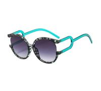 HPIRME Übergroße runde Sonnenbrille im Retro-Stil für Damen, UV-Schutz 400 (Blaugrau)