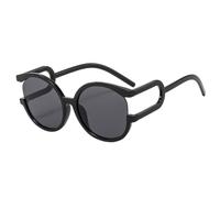 HPIRME Übergroße runde Sonnenbrille im Retro-Stil für Damen, UV-Schutz 400 (Schwarz/Grau)
