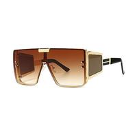 HPIRME Übergroße Sonnenbrille mit einer Linse, Retro-Sonnenbrille für Herren und Damen, UV400-Vintage-Brille, C2GoldTea, Einheitsgröße