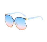 HPIRME Übergroße, speziell geformte Brille für Damen und Herren, modisch im Retro-Stil, Metall, für den Außenbereich, UV-Schutz 400 (Blau, Blau, Rosa)