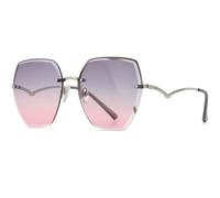 HPIRME Unregelmäßige Brille Damen Farbverlauf Modische randlose Metallbrille mit gebogenen Bügeln (4)