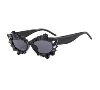 HPIRME Unregelmäßige Brille für Damen, Steampunk, modisch, UV400 (C1Schwarz-Schwarz)