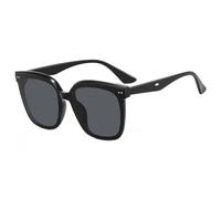 HPIRME Vintage Big Frame Rice Nail Damenbrille Herrenbrille UV400 (Schwarz Grau)