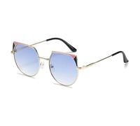 HPIRME Vintage-Brille in besonderer Form für Damen und Herren, modische Metall-Fahrbrille, UV400-Schutz (Gold-Blau-Verlauf)