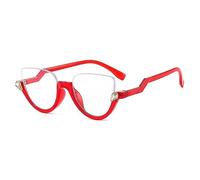 HPIRME Vintage Cat Eye Brillengestell Damen Halbrahmen Kristallklare Linse Brillengestell Damen, 11, Einheitsgröße