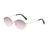 HPIRME Vintage kleine ovale Brille Damen Herren Mode Hip-Hop Sonnenbrille Damen Autofahren UV400 (Gold Grau Rosa)