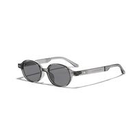 HPIRME Vintage kleine ovale Nieten-Sonnenbrille für Herren, Punk, Damen, UV400-Sonnenschutz (klares Grau)