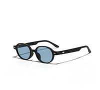 HPIRME Vintage Kleine ovale Nieten-Sonnenbrille für Herren Punk Damen UV400 Sonnenschutz (Schwarz Blau)