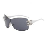 HPIRME Vintage One Piece Sonnenbrille Damen Übergroße Goggle Sonnenbrille für Herren Damen Brillenschirme,2,Einheitsgröße