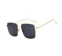 HPIRME Vintage quadratische Sonnenbrille Damen Herren Metallbrille Herren Braun Grau UV400, Gold, Schwarz, Einheitsgröße