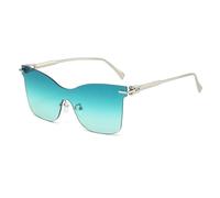 HPIRME Vintage randlose Metall-Sonnenbrille Damen Farbverlauf Luxus Herren Punk UV400 (Silber-Grün)
