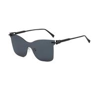 HPIRME Vintage randlose Metall-Sonnenbrille Damen Gradient Luxus Herren Punk UV400 (Schwarz-Schwarz)