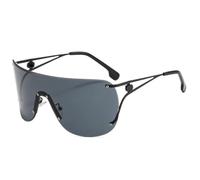 HPIRME Vintage Rechteckige rahmenlose Sonnenbrille für Damen und Herren, modischer Luxus, UV400-Schutz (Schwarz-Schwarz)