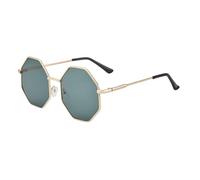 HPIRME Vintage-Sonnenbrille aus Metall, sechseckig, für Damen und Herren, Retro-Sonnenbrille mit Spiegel, UV400, 1, Einheitsgröße