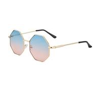 Vintage-Sonnenbrille aus Metall, sechseckig, für Damen und Herren, Retro-Sonnenbrille mit Spiegel, UV400, 4, Einheitsgröße