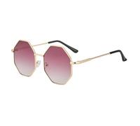 Vintage-Sonnenbrille aus Metall, sechseckig, für Damen und Herren, Retro-Sonnenbrille mit Spiegel, UV400, 3, Einheitsgröße