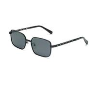 HPIRME Vintage-Sonnenbrille im rechteckigen Design für Damen, Metallrahmen, klare Gläser, UV-Schutz 400 (Schwarz-Schwarz)