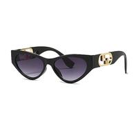 HPIRME Vintage-Sonnenbrille mit kleinem Rahmen, Katzenaugen-Sonnenbrille, Damen und Herren, Sonnenbrille, UV400, Schwarz, Grau, Einheitsgröße