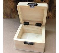 HpLive Kleine Holzkiste mit Deckel und Schloss Holzbox Holzschachtel Geschenkbox Schatztruhe Schatzkiste Unlackiert Kasten Für Geschenk, Hochzeit, Schmuck, 8x8x4.5cm
