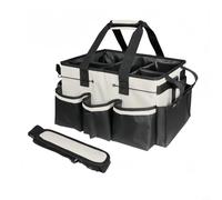 HpLive Reinigungstasche, Große Putzmittel Organizer Mit Stabilem Tragegriff Und Verstellbarem Schultergurt, Wasserdichtes Gewebe Mit PVC-Einlage(Beige)