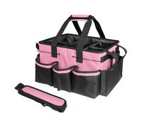 HpLive Reinigungstasche, Große Putzmittel Organizer Mit Stabilem Tragegriff Und Verstellbarem Schultergurt, Wasserdichtes Gewebe Mit PVC-Einlage(Pink)