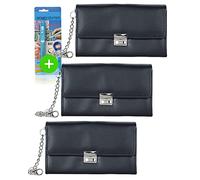 HPPY Aktion Sparset 3X Kellnerportemonnaie - robuste Kellnerbörse mit Holster, Kette & Geldtester - Kellnertasche für Gastronomie & Taxi, Farbe: Schwarz