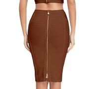 HQBORY Damen Bandage Rock Hohe Taille Bandage Rock Bleistiftrock, Kaffee, X-Klein