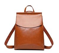 HQQN 8 Farben Kleiner Damen Rucksack Einfaches Design Rucksack für Jugendliche Mädchen Schule Umhängetasche Damen PU Leder Reisen,Braun