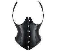 Hranoqm Damen Bustiers Korsetts Pu-Leder-BH - Sexy Abnehmen Body Shaper Femme Schulterfrei Push-Up Bralette, Damen Punk Gothic Sling Unterbrust Mieder Dessous Shapewear,4XL