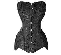 Hranoqm Damen Bustiers Korsetts Schwarzer Langer Mieder-BH - Sexy Eleganter Push-Up-Dessous-Palast-Jacquard-Körperformer, Nachtclub-Party-Bralette, Schmale Schulterfreie Overbust-Unterwäsche,XL