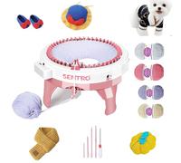 HRFIJIK Strickmaschine 48 Nadeln, Knit Loom Machine Smart Manual Rotating Kit mit Reihenzähler, für Erwachsene Kinder Stricken DIY Spielzeug Socken Hüte Schals (G48)