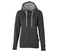 HRM Damen Hooded Jacket, dunkelgrau, Gr. 4XL I Premium Kapuzenjacke Damen mit Kontrast-Innenfutter I Basic Hoodie mit Reißverschluss I Zip Hoodie I Hochwertige & nachhaltige Damen-Oberteile