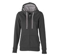 HRM Damen Hooded Jacket, dunkelgrau, Gr. 5XL I Premium Kapuzenjacke Damen mit Kontrast-Innenfutter I Basic Hoodie mit Reißverschluss I Zip Hoodie I Hochwertige & nachhaltige Damen-Oberteile