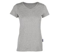 HRM Damen Ladies Luxury V-Neck T-Shirt Grey Melange 3XL