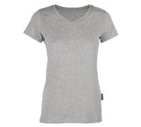 HRM Damen Ladies Luxury V-Neck T-Shirt Grey Melange XL